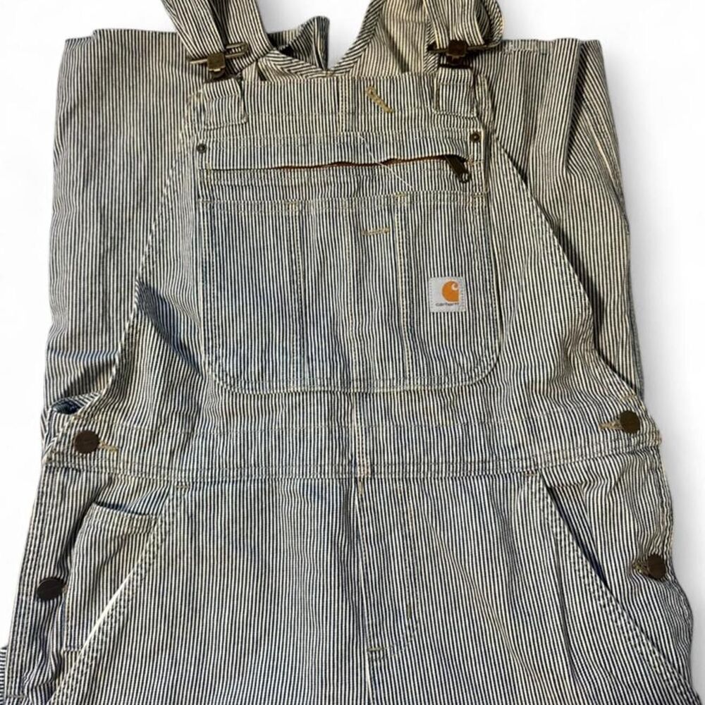 Carhartt Men's Blue and Grey Dungarees-overalls